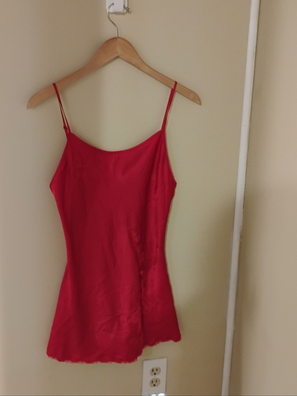 Victoria's Secret Women's Red Satin Scoop Back Slip Mini Dress Sz S